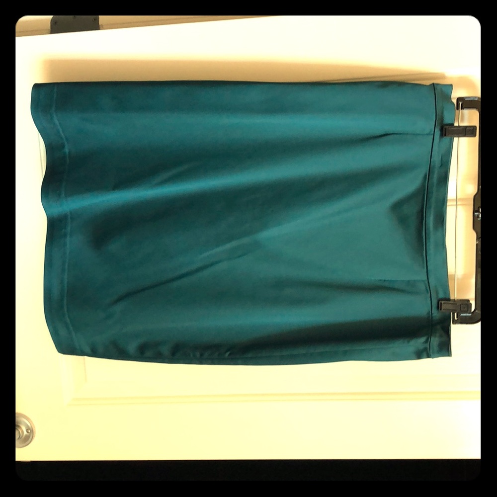 Teal blue satin evening skirt